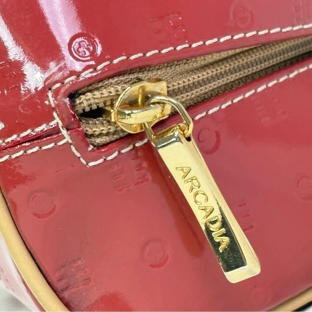 ARCADIA Patent Leather Dome Top Handle Satchel Bag Purse - Picture 9 of 16